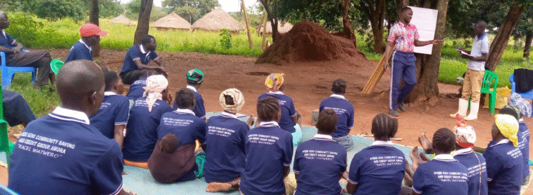 Micro-credit field officer together with external facilitator conducting training on Agricultural and alternative livelihood in Guru-Guru Subcounty Amuru District